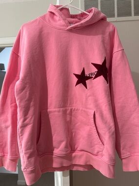 Aelfric Eden Pink Hoodie with Burgundy Star Appliqués